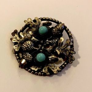 Beautiful Silver Tone Acorn Leaf Brooch